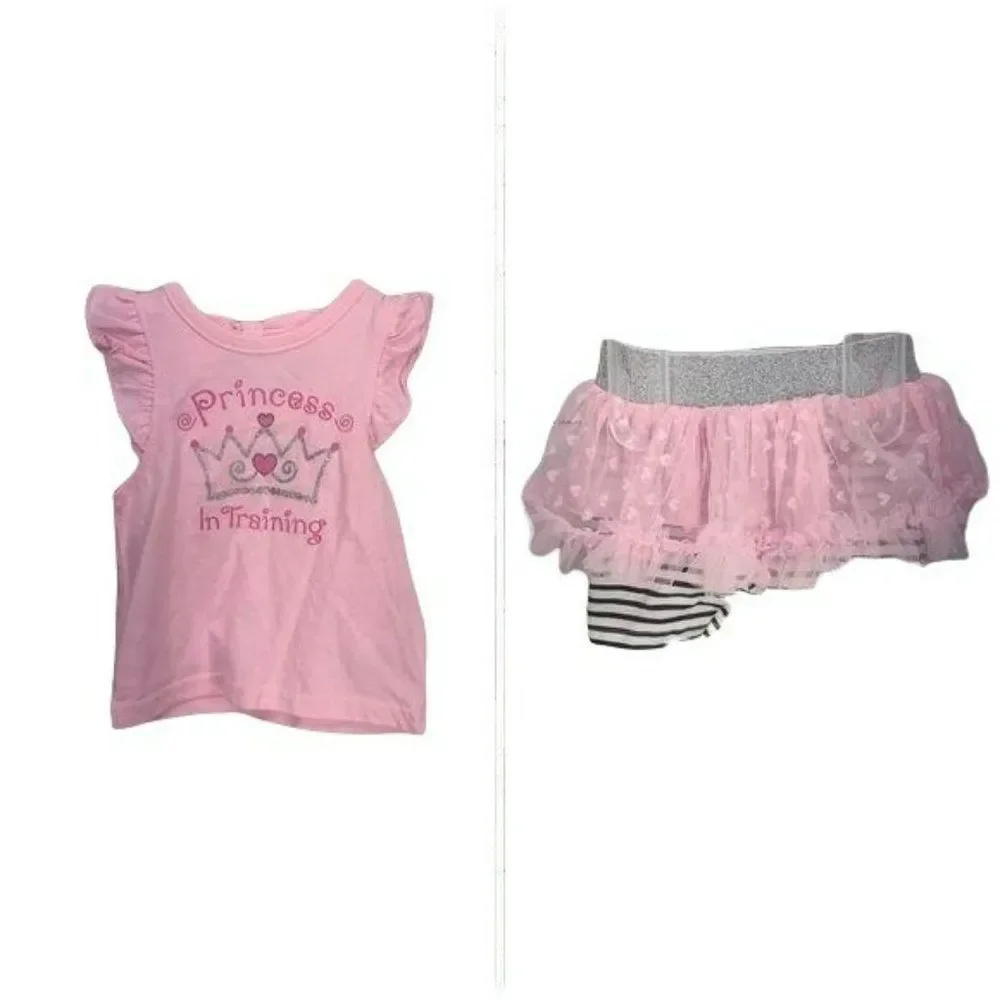 DDG Darling Princess In Training 2 Piece 3/6 months striped Shorts‎ Set